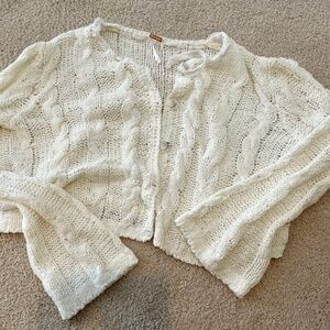 Cropped White Free People Cardigan NWOT
